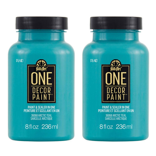 2PK Plaid FolkArt 236ml One Decor Paint Eggshell Finish - Arctic Teal