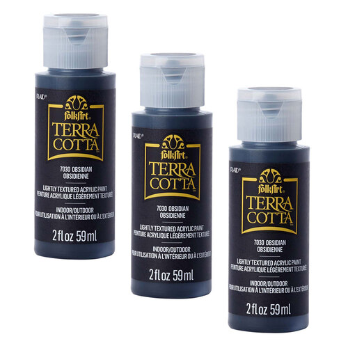 3PK Plaid FolkArt Terra Cotta 59ml Acrylic Paint - Obsidian