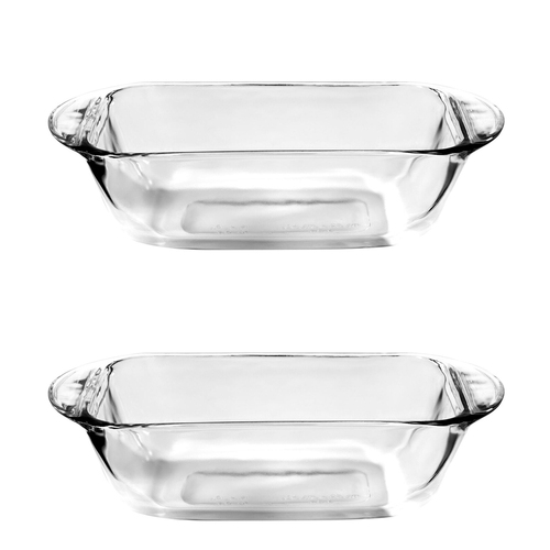 2x Anchor Hocking Fire King 23cm/1.5L Glass Bread/Loaf Dish Baking - Clear