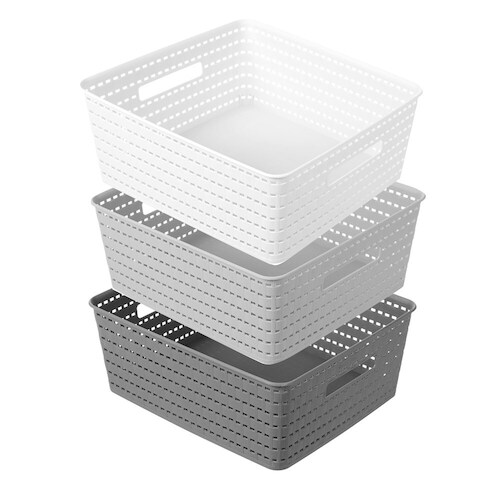 3PK Boxsweden Woven Basket 35X29X13.5cm Assorted