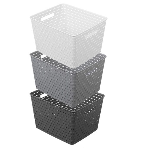 3PK Boxsweden Woven Basket 35X29X22cm Assorted