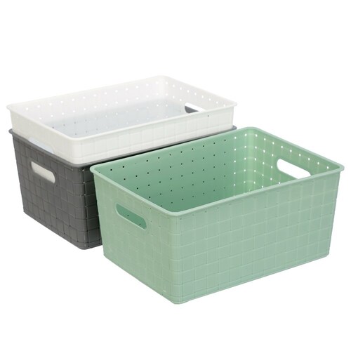 3PK Boxsweden Logan Basket 32X23X14.5cm Assorted