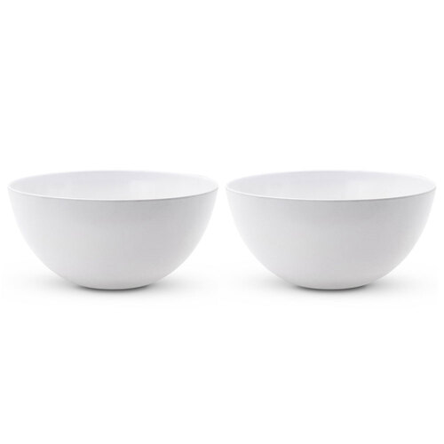 2PK Lemon & Lime 30cm Melamine Round Salad Bowl Large - White