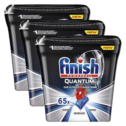 3 x 65pc Finish Quantum Ultimate Powerball Dishwashing Tablets