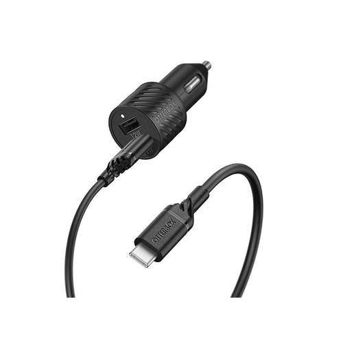 Otterbox USB-C to USB-A 24W Dual Port Car Charger Kit w/ 1m Cable - Black