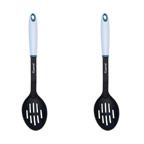 2x Culinare Bio Plastics 32cm Nylon Slotted Spoon - White