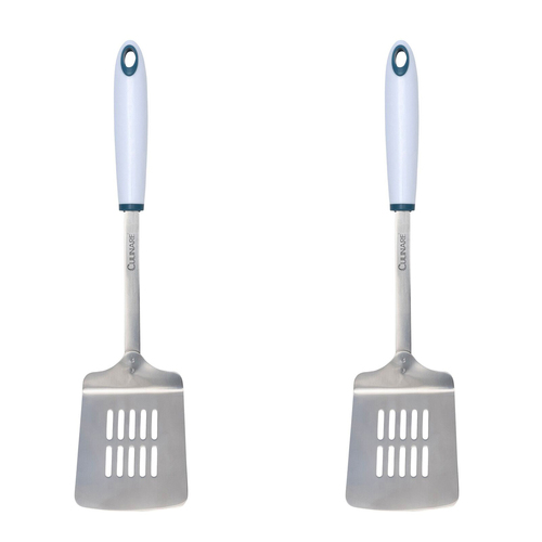 2x Culinare Bio Plastics 33.5cm Stainless Steel Slotted Turner - White