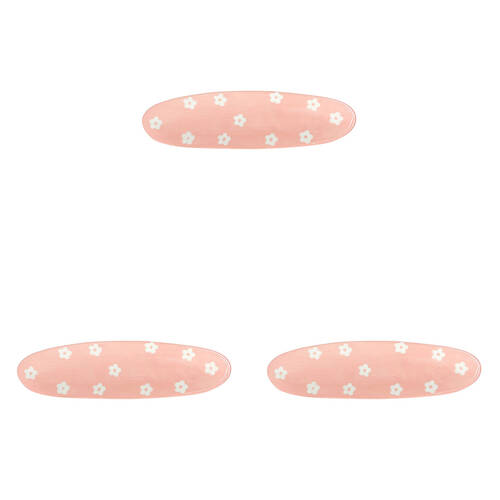 3PK Annabel Trends Ceramic Tray/Dish Pastel Pink with Daisy Print