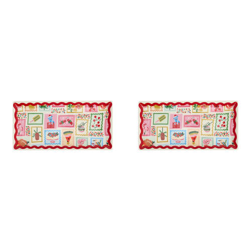 2PK Annabel Trends Christmas Holiday Ceramic Plate 26x13cm Rectangle