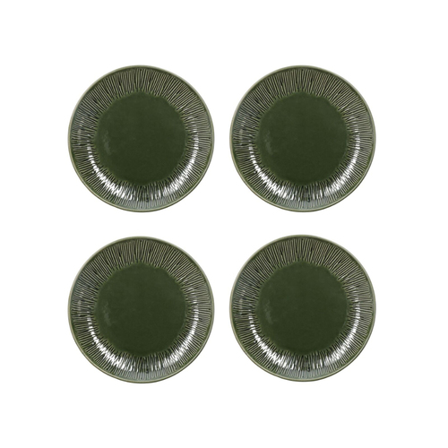 4pc Mikasa Jardin Stoneware Side Plate Set, 21.5cm - Green