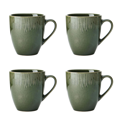 4pc Mikasa Jardin Stoneware Mug Set, 420ml - Green