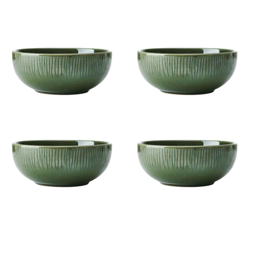 4pc Mikasa Jardin Stoneware Cereal Bowl Set, 15cm- Green