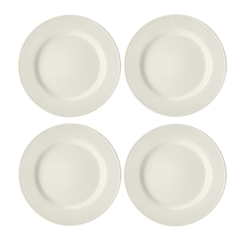 4pc Mikasa Cranborne Stoneware Dinner Plate Set, 27cm - Cream