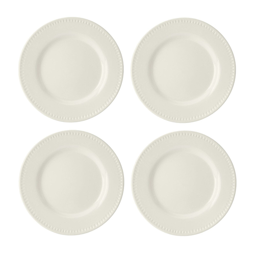 4pc Mikasa Cranborne Stoneware Side Plate Set, 21cm - Cream