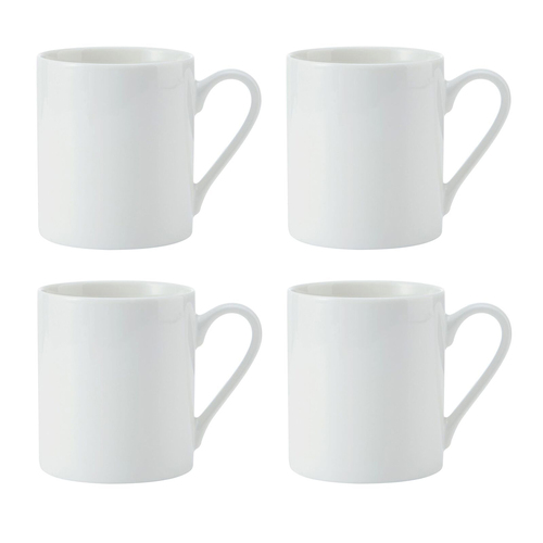 4pc Mikasa Egret Kitchen China Mug Set, 380ml, White