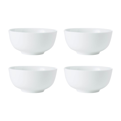 4pc Mikasa Chalk Kitchen Porcelain Cereal Bowl Set, 14cm, White