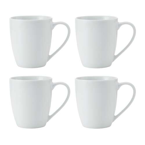 4pc Mikasa Chalk Kitchen Porcelain Mug Set, 380ml, White