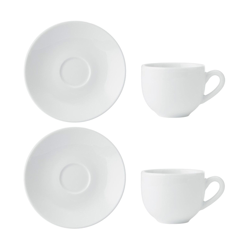 4pc Mikasa Chalk Kitchen Porcelain Espresso Cups/Saucer Set