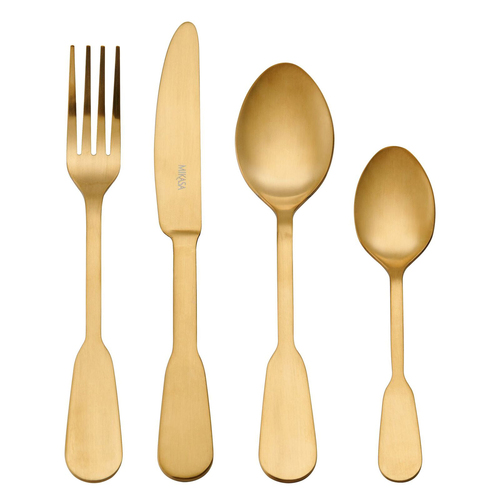 16pc Mikasa Soho Gold Kitchen Stainless Steel Cutlery Set