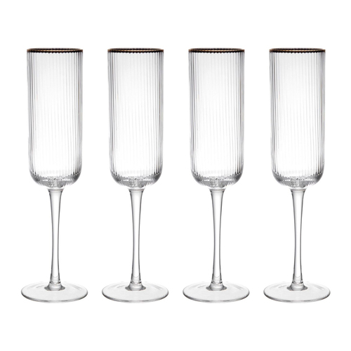 4pc Mikasa Sorrento Crystal Flute Glass Set, 200ml