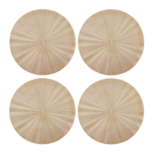 4pc Mikasa Round PU Gold Kitchen Table Placemat Set, 38cm