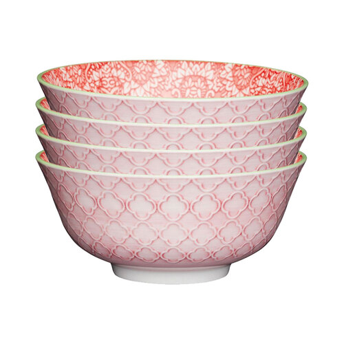 4PK Mikasa Does it All Kitchen Glazed Bowl 15.7cm - Red Demask