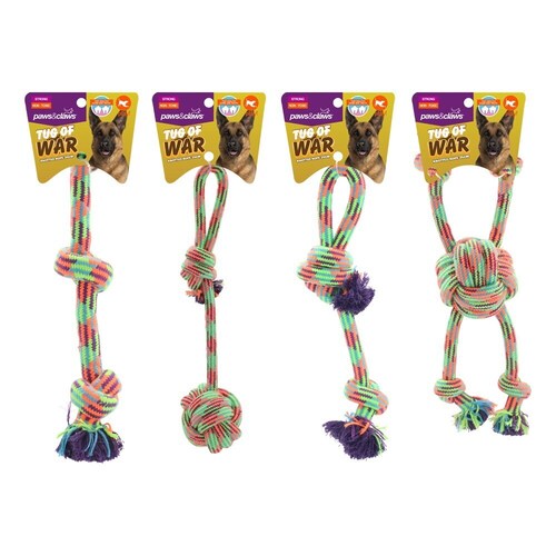 4PK Paws & Claws Tug-Of-War Knotted Rope 35cm Assorted