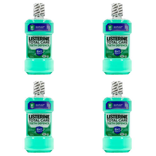 4PK Listerine Antibacterial Mouthwash 500ml - Total Care Teeth Defence