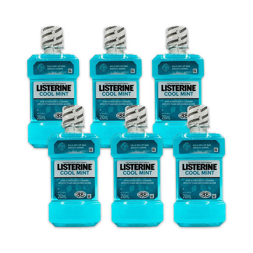 6PK Listerine Antibacterial Mouthwash 250ml - Cool Mint