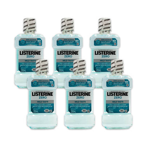 6PK Listerine Antibacterial Mouthwash 250ml - Zero