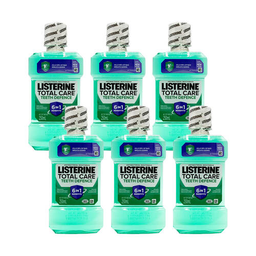 6PK Listerine Antibacterial Mouthwash 250ml - Total Care Teeth Defence