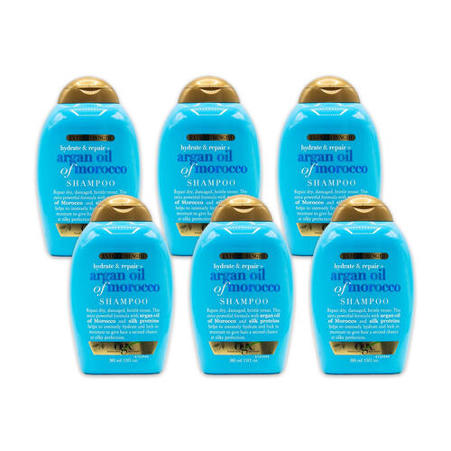 6PK Ogx 385ml Hair Shampoo Hydrate& Repair w/ Argan Oil Of Morocco