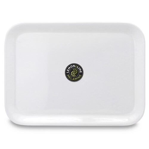 Lemon & Lime 39.5x29cm Melamine Serving Tray  w/ Handles - White