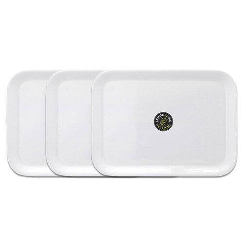 3PK Lemon & Lime 39.5x29cm Melamine Serving Tray  w/ Handles - White