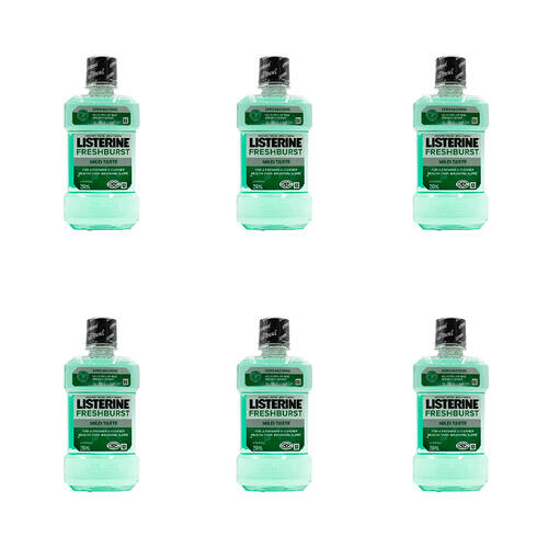 6PK Listerine 250ml Antibacterial Mouthwash Freshburst Mild Taste