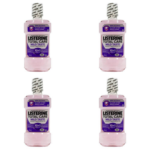 4PK Listerine Antibacterial Mouthwash 750ml - Total Care Mild Taste