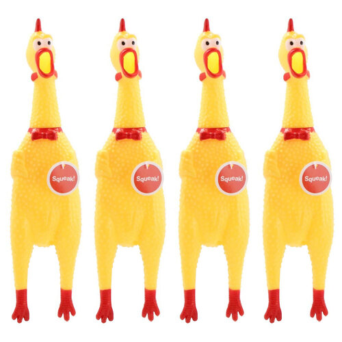 4PK Paws & Claws Squawking Vinyl Chicken 32cm