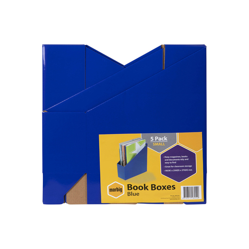 5pc Marbig 27x9cm Magazine Book Storage Holder Box Small - Blue