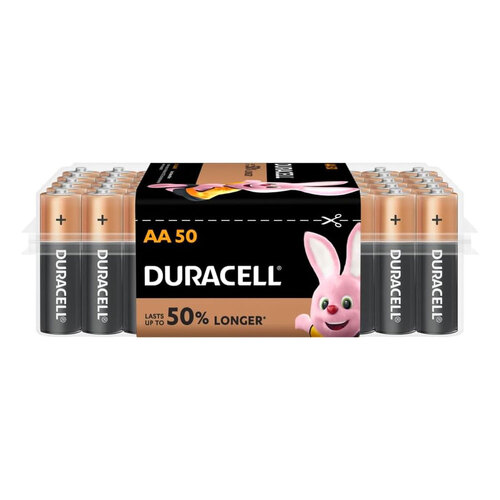 50pc Duracell AA Alkaline Power Long Lasting Batteries 1.5v