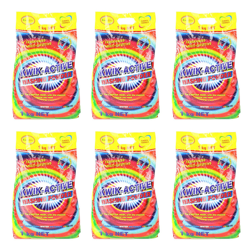 6PK Kwik Active Bag Washing Powder Stain Removal Deep Clean Formula 1kg