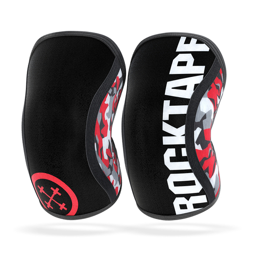 RockTape Medium 5mm Assassins Knee Sleeves Compression Deadlift/Squat - Red