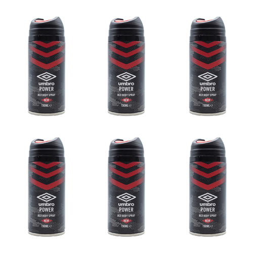 6PK Umbro 150ml Antiperspirant Compact Deodorant Body Spray Power