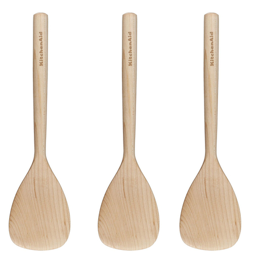 3PK KitchenAid Maple Short Paddle Turner 29cm - Light Wood