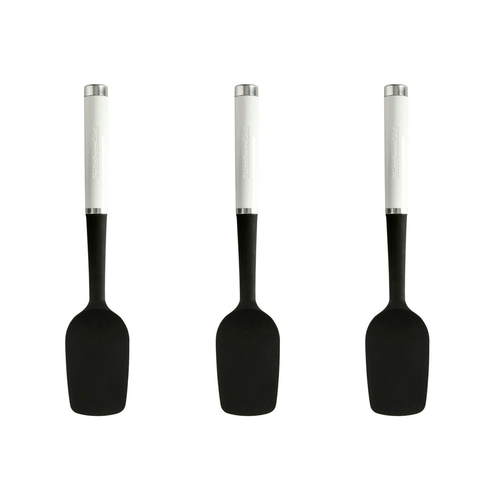 3PK KitchenAid Spoon Spatula Stainless Steel Silicone 30cm - White