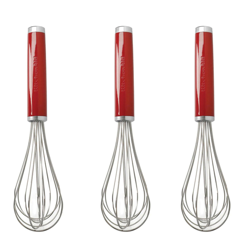 3PK KitchenAid Whisk Stainless Steel/ABS 27cm - Empire Red