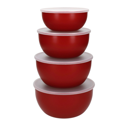 4pc KitchenAid Plastic Mixing Prep Bowls w/Lids - Emp Red