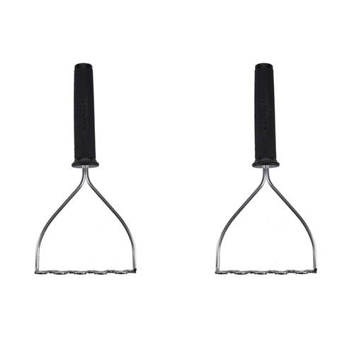 2PK KitchenAid S/Steel Potato Wire Masher Soft Touch - Black