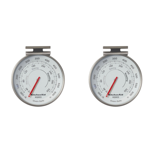 2PK KitchenAid Dial Oven Thermometer Round Stainless Steel 8cm - Silver