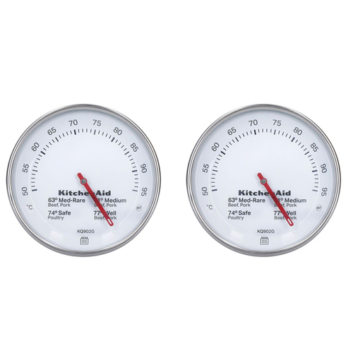 2PK KitchenAid Leave In Cooking Meat Thermometer Stainless Steel 13cm - Silver