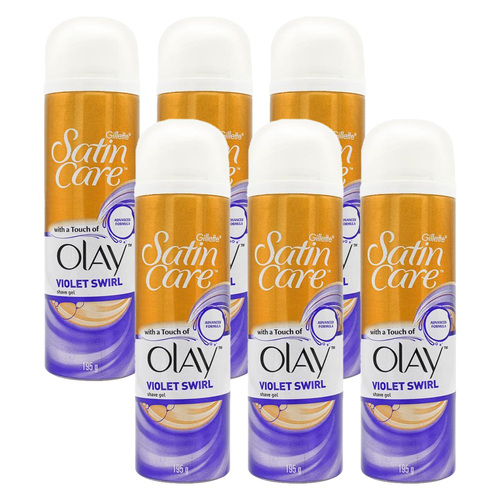 6PK Gillette Satin Care Touch Of Olay Violet Swirl Shave Gel 195g